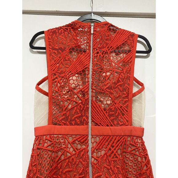 Manning Cartell Dress Red Lace sheath Medium Midi Gallery View Embroidered - Picture 15 of 16